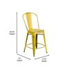 Flash Furniture Distressed Yellow Metal Stool, Seat Height Range: 24" ET-3534-24-YL-GG